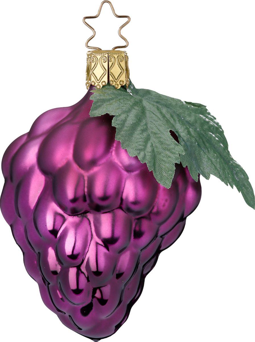Inge Glas - Kerstornament - Paarse Druiventros - 8cm- Druif kerstbal - Glazen Kersthanger