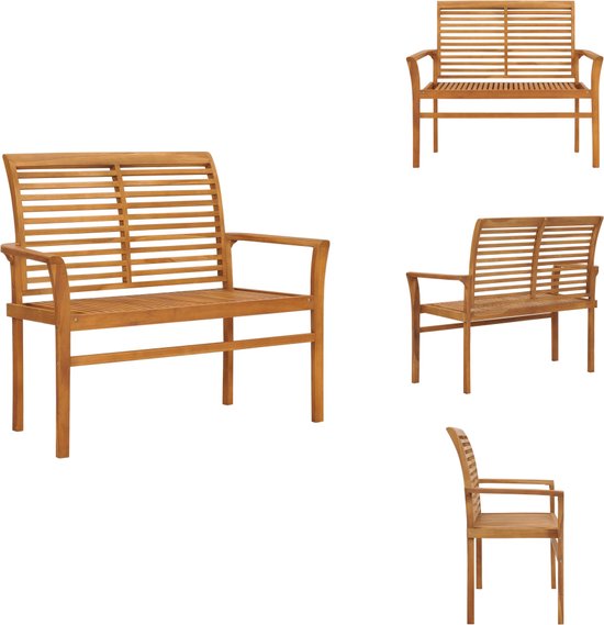 vidaXL Tuinbank - Tuinbanken - Tuinbankje - Tuinbankjes - Tuinbank 112 cm massief teakhout