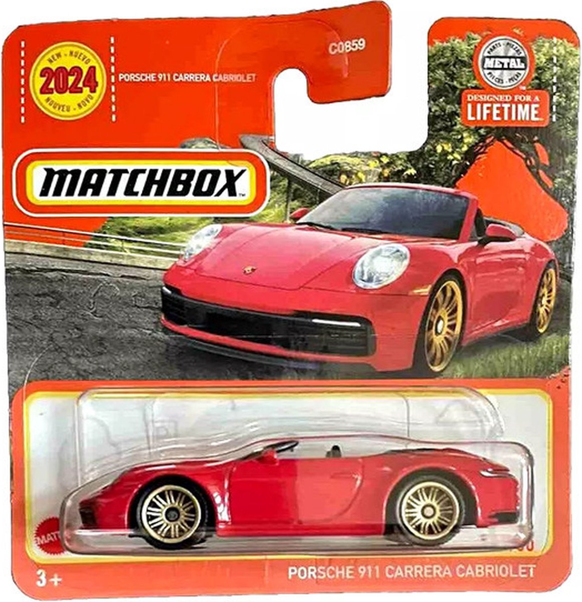 MATCHBOX PORSCHE 911 CARRERA CABRIOLET RED 79-100 1:64 METAL C0859
