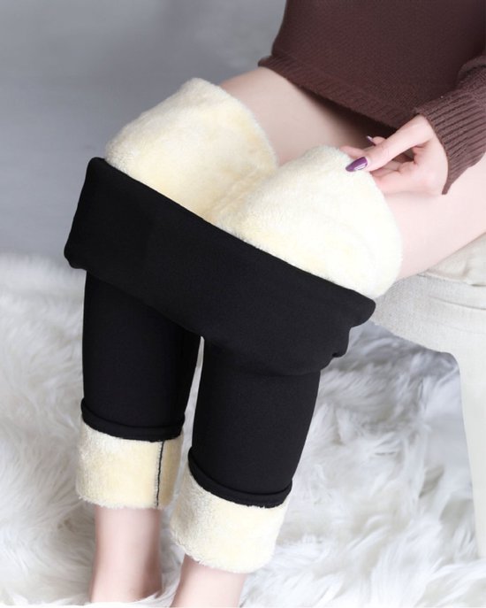 Easylux® Fleece Deluxe™ - Maat M - Zwart - Thermo broek - Dames Kleding - Fleece Panty - skibroek dames - Joggingbroek Dames - trainingsbroek dames - Fleece gevoerde broek - wintersport