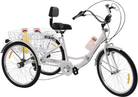 Zalydala Tricycle Pliable 24 Pouces Adulte 7 Vitesses - Vélo 3 Roues Avec Panier, Cadre Acier Robuste Pour Croisière
