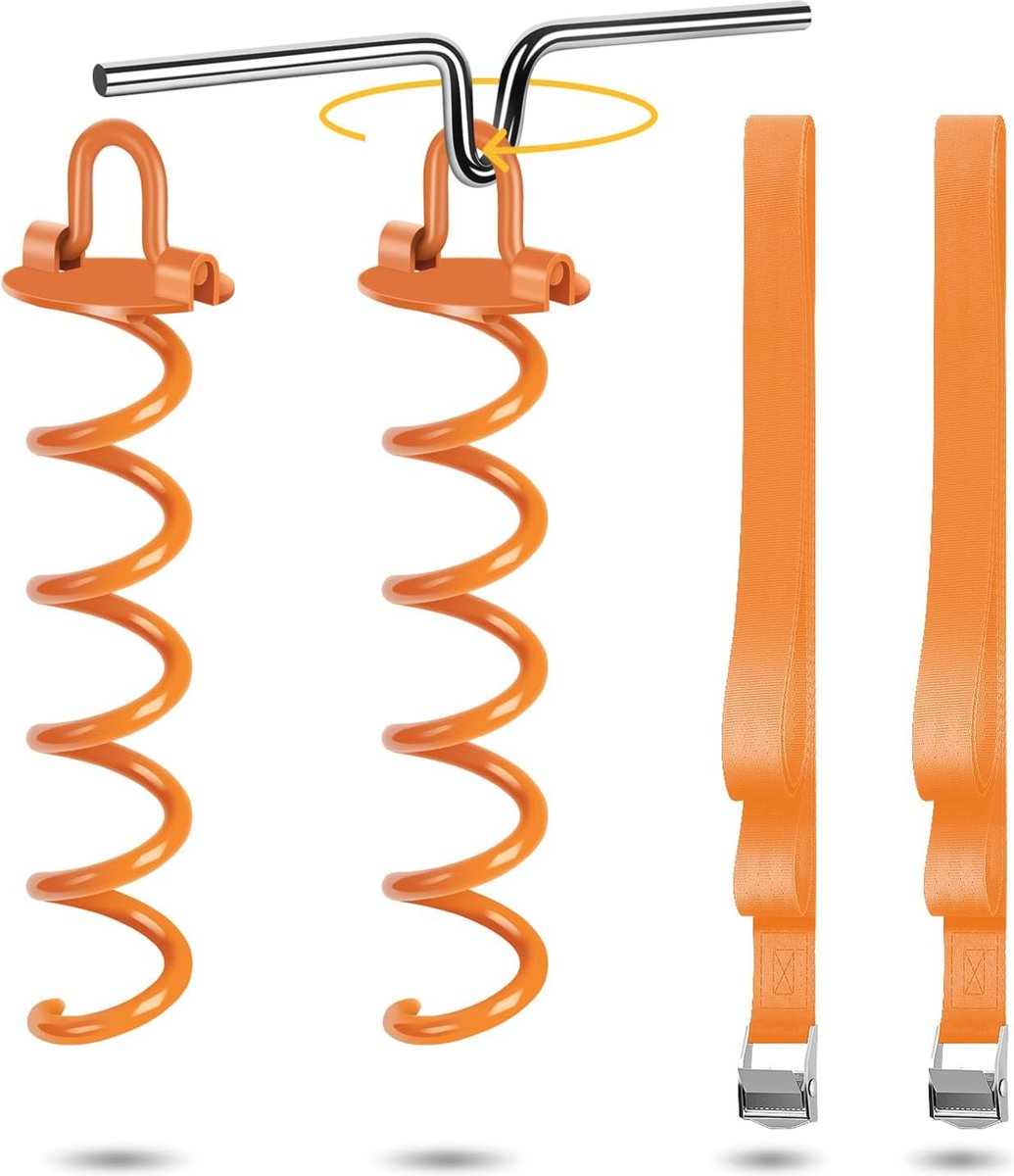 Goedkoopste Grondanker voor trampoline, tuinhuisje en schommels | Verstelbare montagebasis met extra riemen | Duurzaam en eenvoudig te installeren