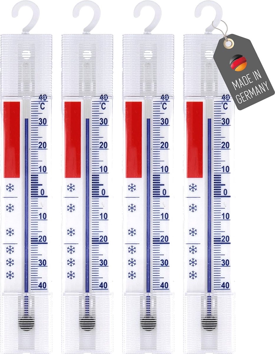 4 stuks koelkastthermometers - analoge thermometer set voor vriezer en koelkast