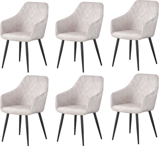 buybyroom Eetkamerstoel, set van 8, eetkamerstoelen met rugleuning, metalen poten, woonkamerstoel, kuipstoel, tuinstoelen, zwart