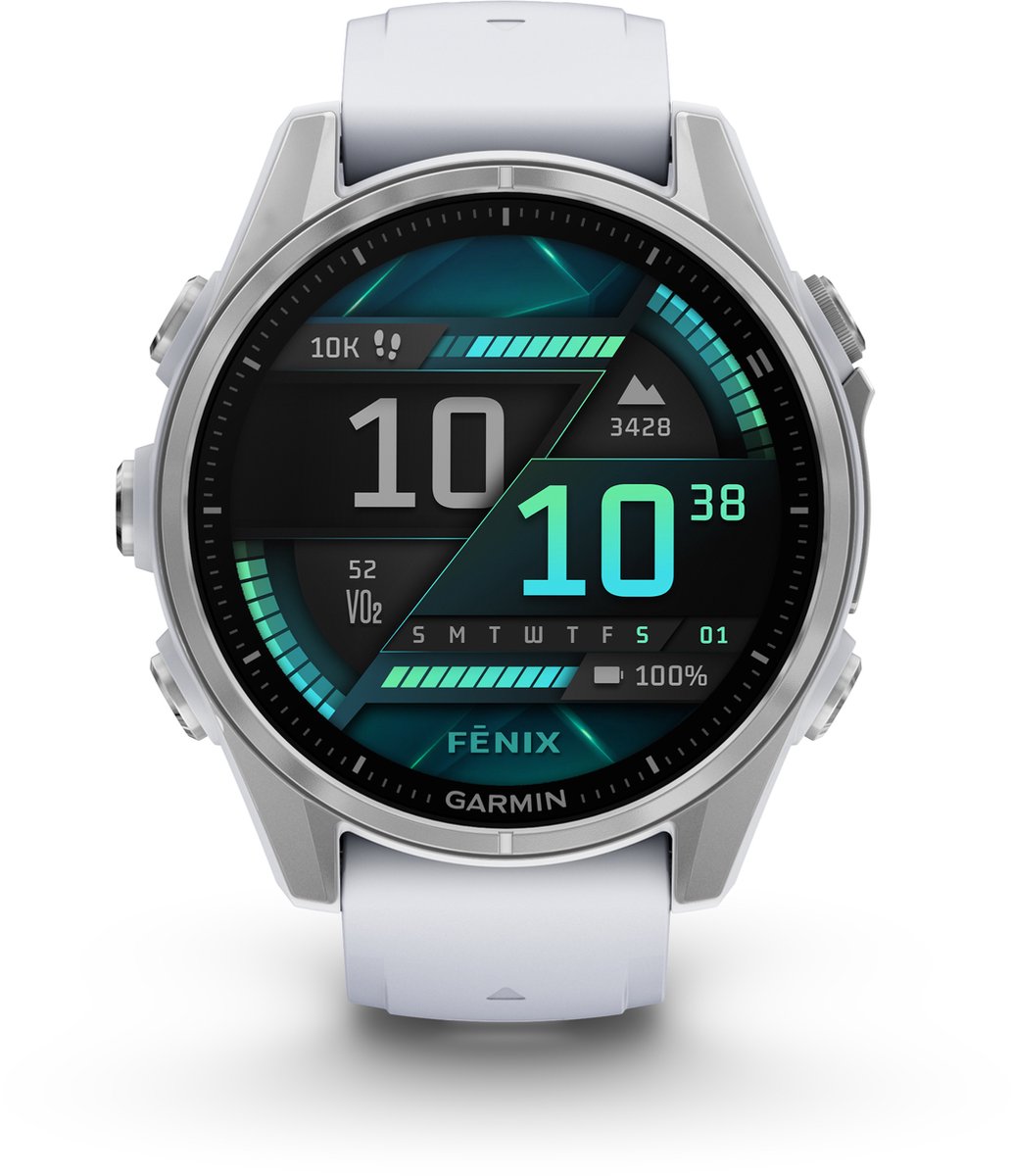 Garmin fenix 8 - Multisport Smartwatch - AMOLED-Scherm - 43mm - Zilverkleurig/Wit