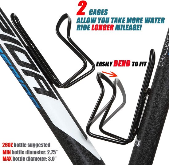Waterfleshouders, Basic MTB-fiets Fietslegering Aluminium Lichtgewicht Waterfleshouderhouders Beugels (2-pack - Geboorde gaten vereist) van Amarine Made — afbeelding 3