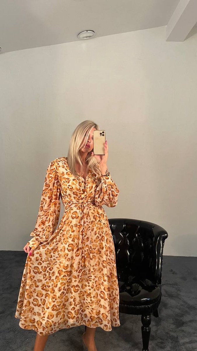 Chiffon Jurk/BRUIN/SIRMAZA