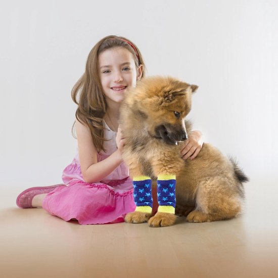 4-delige Honden Winterbeenverwarming, Zachte Katoenen Beenbeschermers met Letterpatroon voor Kleine en Middelgrote Honden en Katten, Maat M