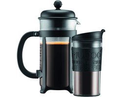 Java Set-French Press + Reiskan Kunststof met CD - Koffiezetapparaat aanpassing voor onderweg
