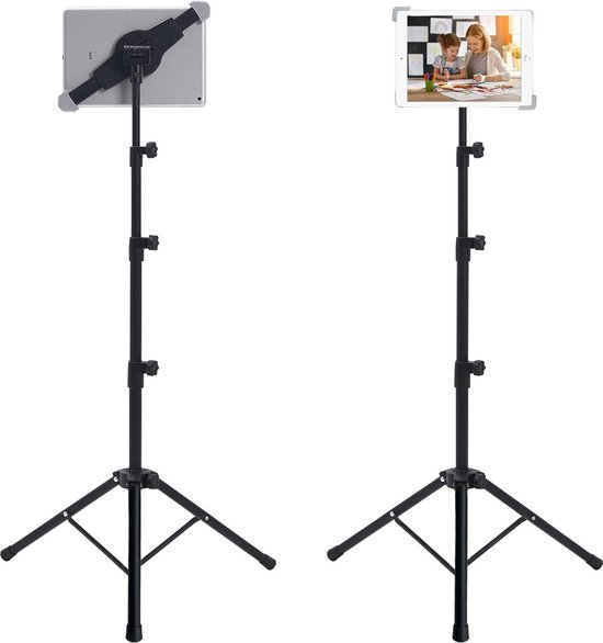 Support Trépied Réglable Pour Tablette Et Téléphone 40-160cm - Pliable Avec Bras Col De Cygne 360°