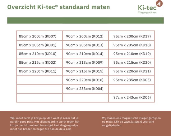 Ki-tec® Magnetisch Vliegengordijn 90x210 cm – Zelfsluitend – Sterke Magneten – 30 Maten – KD14
