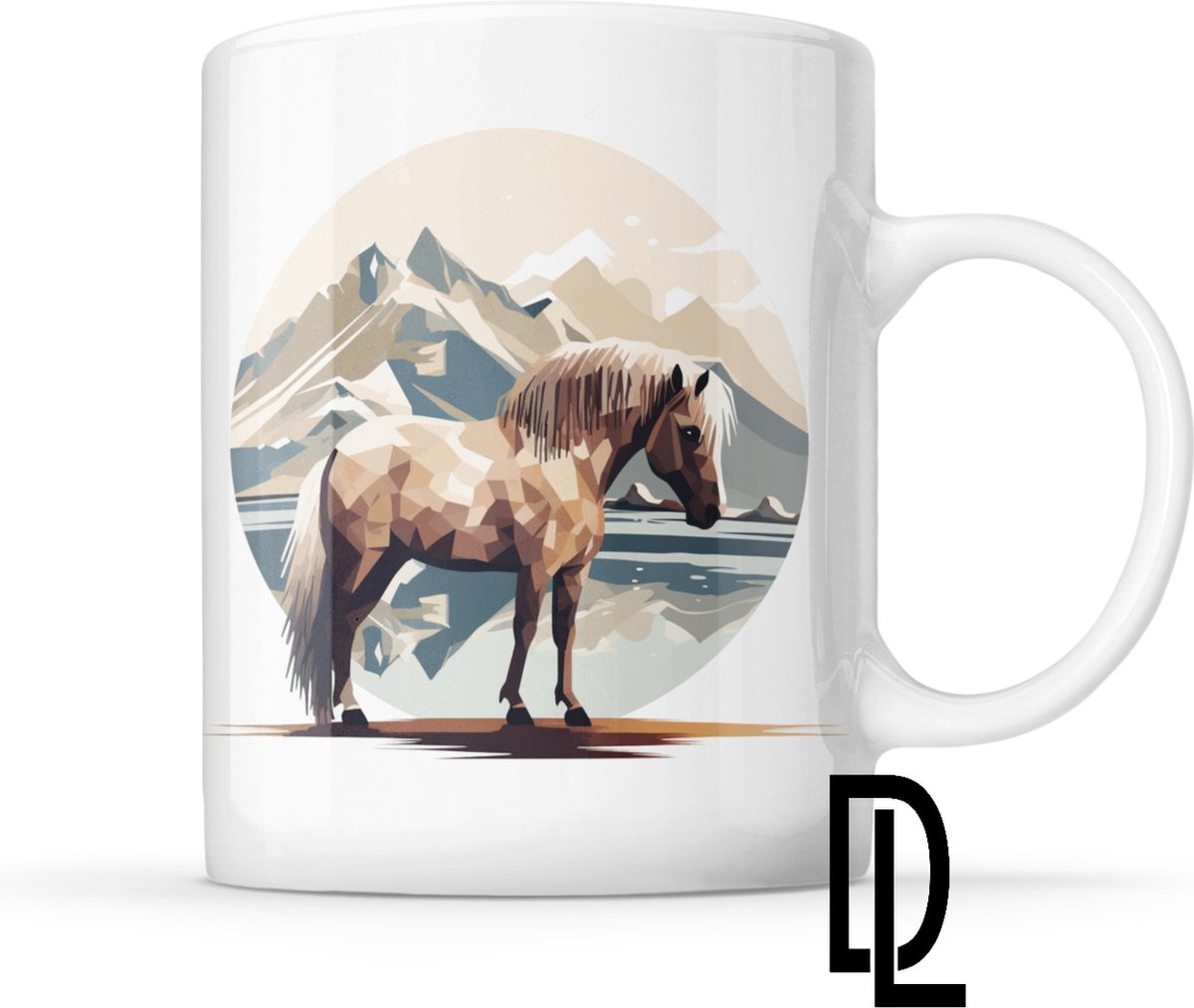 Mok met ijslandse paard