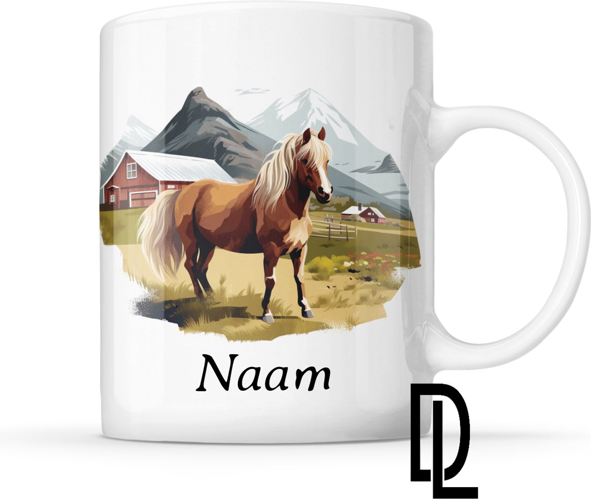 Mok met ijslandse paard