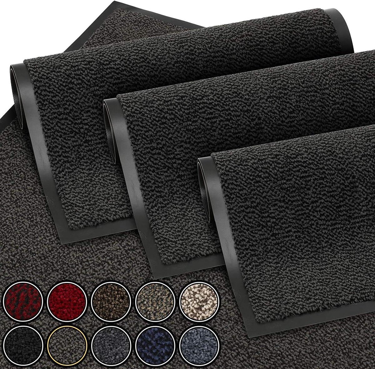 Zwart antraciet Deurmat 40x60 cm - Waterdicht en wasbaar - Antislip Vuilvanger voor Entree