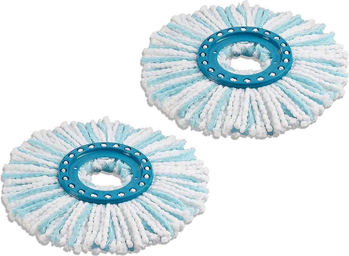Clean Twist Disc Mop micro duo set van 2 voor alle soorten vloeren hoge water- en vuilopname Turkoois