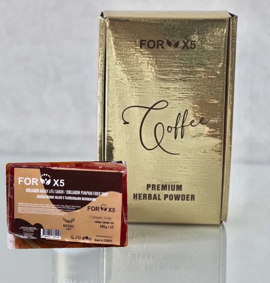 Foto: Forx5 coffee kahve detox forx5 pompoen zeep met koffiecollageen natural organic en eco 140 gr arabische afslank koffie premium herbal powder 1 doos van 30 zakjes