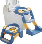 2-in-1 WC Verkleiner met Trapje - Toilettrainer met Opstapje - Potje Peuter - 2 tot 7 Jaar - Draagbare Toilet - Vrijstaand Toilet Kinderen - Blauw