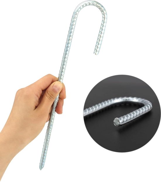 Ancrage Au Sol En Acier De 41 Cm Avec Crochet Et Anneau - Pour Tentes, Auvents, Fixation Extérieure