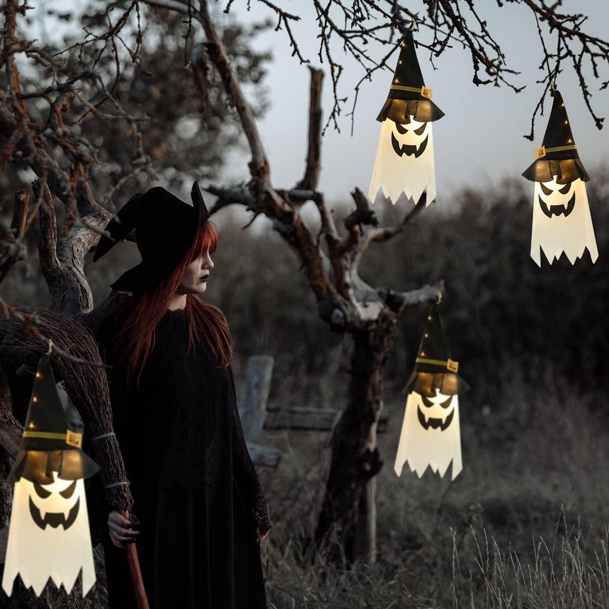 Accessoires De Pendentif D'arbre De Balai De Beurre De Sorcière De Crash D' Halloween, Sorcière Grimpante, Décoration Drôle De Porte, Jouets D'arbre De Porche