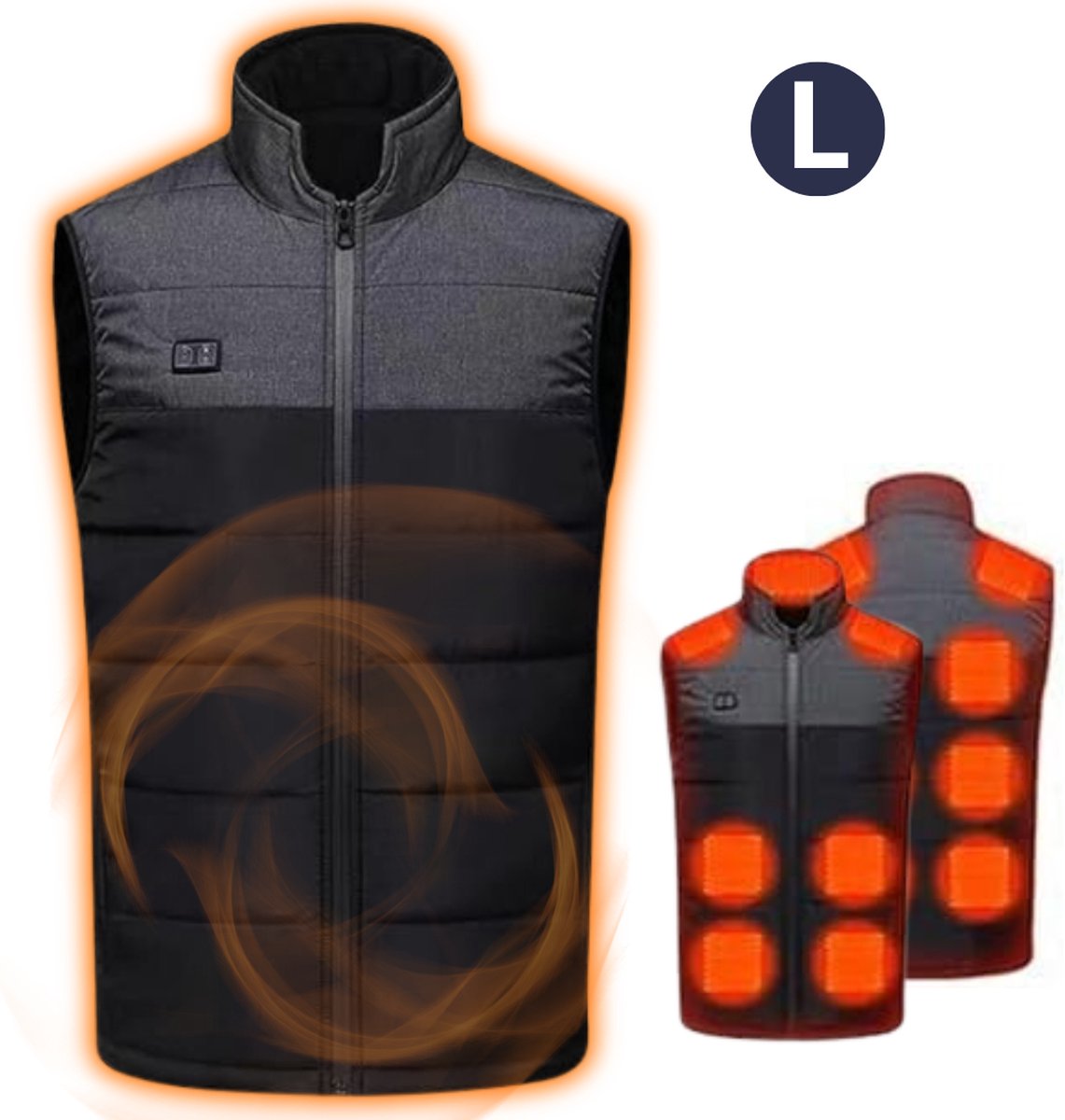 Bovista Verwarmde Bodywarmer Heated Vest Elektrische Bodywarmer Extra Warm Oplaadbaar Unisex Grijs