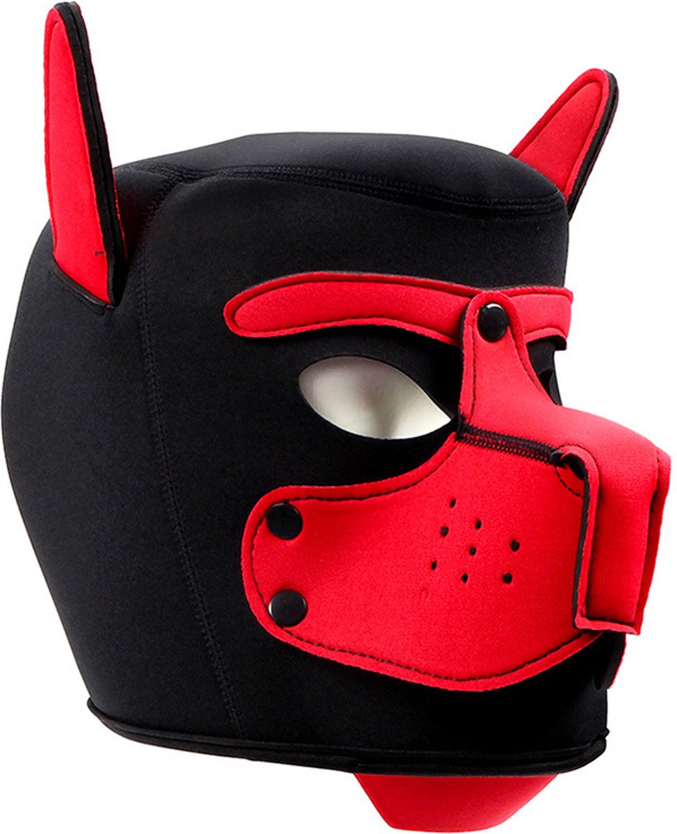Goedkoopste BDSM Dog-Puppy-Honden-Masker van neoprene kleur Rood-zwart