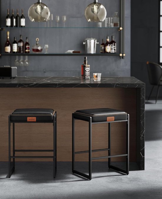 VASAGLE EKHO Collectie - Barkruk, set van 2, keukenstoel, hoog, PU met stiksels, moderne stijl uit het midden van de eeuw, zithoogte 63 cm, keuken, bar, eenvoudige montage, karamelbruin LBC080K01 VASAGLE EKHO Collectie - Barkruk, set van 2, keukenstoel, hoog, PU met stiksels, moderne stijl uit het midden van de eeuw, zithoogte 63 cm, keuken, bar, eenvoudige montage, karamelbruin LBC080K01