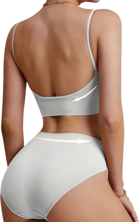 Set de Lingerie Livano sans armatures - Sans Bracelets - Soutien-gorge Push- Soutiens-gorge - Soutien- Comfort - Confortable - BH gorge - Wit - Taille M