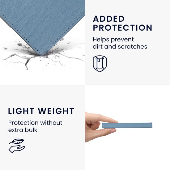 kwmobile e-reader hoesje geschikt voor Kobo Aura H2O Edition 2 hoes - E reader flip case met magneetsluiting - Ereader cover - Denim design in blauw van Merkloos — afbeelding 3