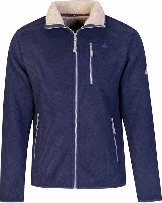 BJØRNSON Brage Cardigan d'hiver tricoté pour homme - Doublé en peluche - Taille 3XL - Bleu foncé