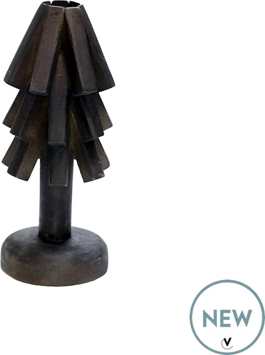 Vase The World Kandelaar Rivertone | Kerstboom | Walnoot - walnut | Bruin | Ø10 x H22 cm