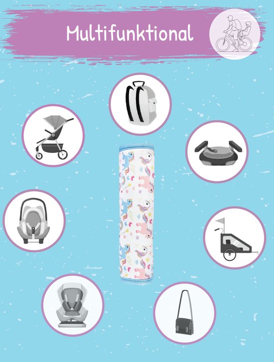 Baby / Peuter Gordelbeschermer - Eenhoorns - 1 beschermer - Gordelhoes - Gordelkussen - Unicorns van Royal Baby Shop — afbeelding 4