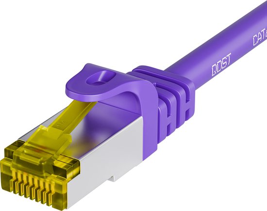 Qost - Câble internet CAT7 10G - SFTP PIMF - 10 Gbps / 500 MHz - 100% cuivre - Connecteurs RJ45 - Câble patch / Câble réseau - 20 Mètres - Violet