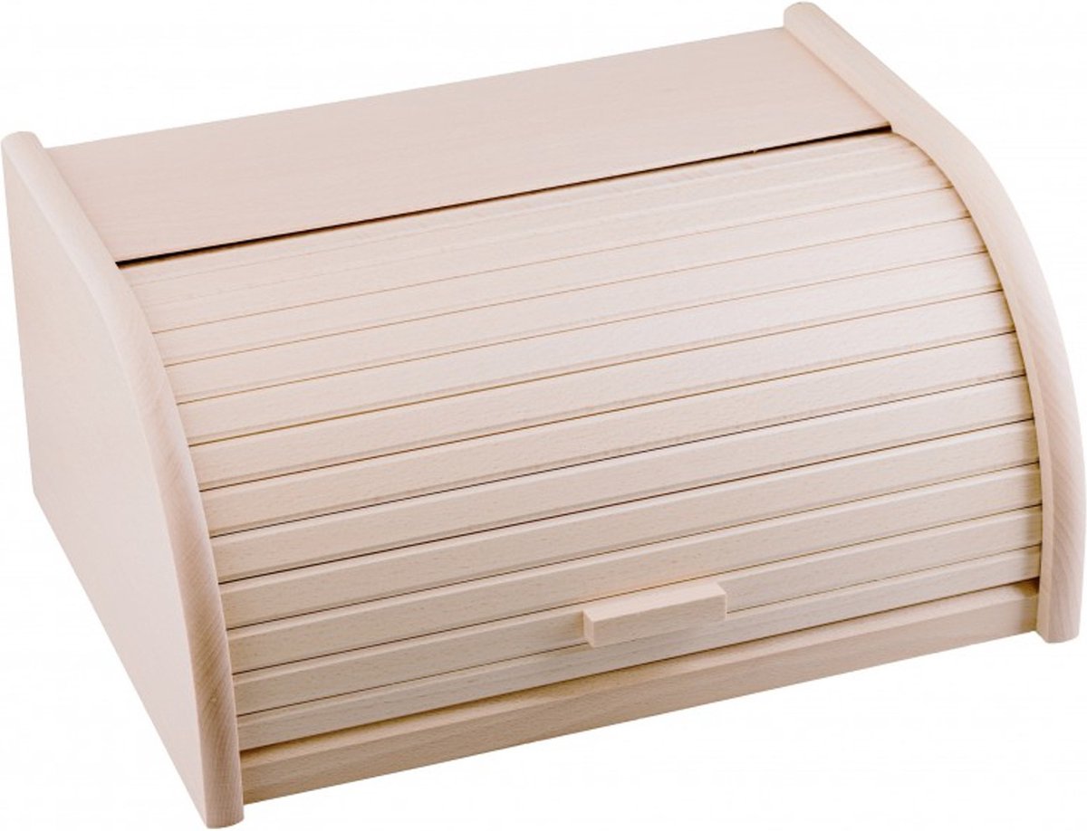 Houten broodtrommel met louvre broodtrommel - 38,5x28,5x18 cm - Hout - Bruin