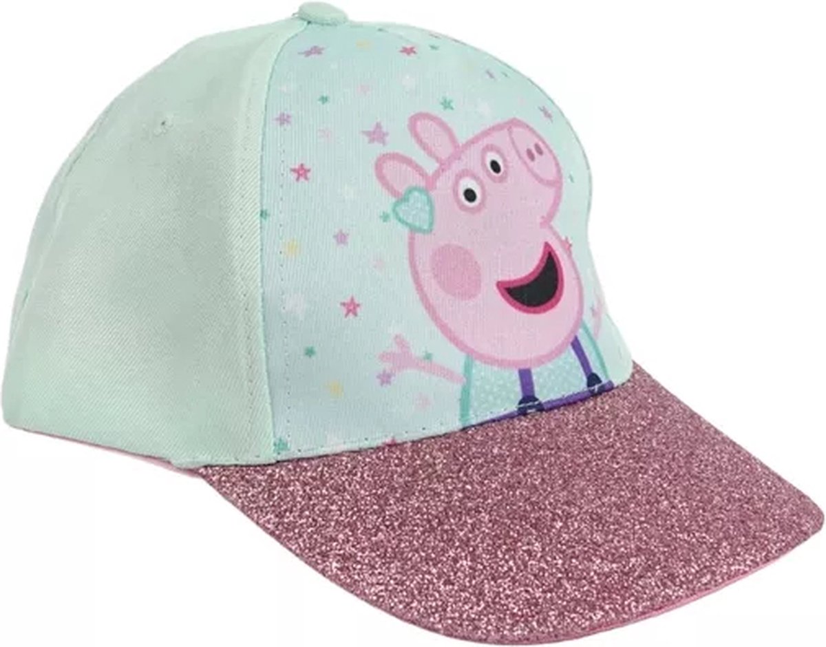 Pet, cap peppa pig, 5 panelen, 52 cm, 2-4 jaar, klittenband sluiting, glitterklep.