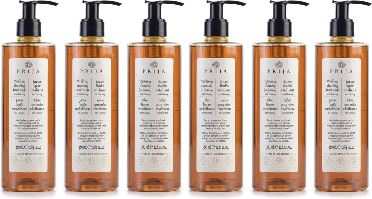PRIJA - Vloeibare zeep met ginseng-extract, pompje 6 x 380 ml