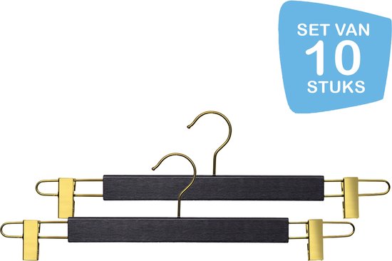 Set Van 10 Broekhangers, Rokhouder Hangers, Met 2 Antislip En Verstelbare Clips - Zwart-C | NL