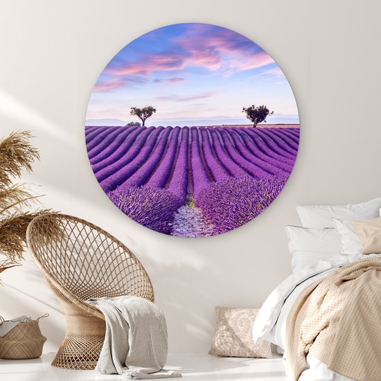 Cercle mural - Plastique - Cercle mural - Lavande - Arbres - Fleurs - Violet - Tableau rond - Décoration murale ronde - Cercle Décoration murale - 150x150 cm - Cercle mural intérieur - Chambre
