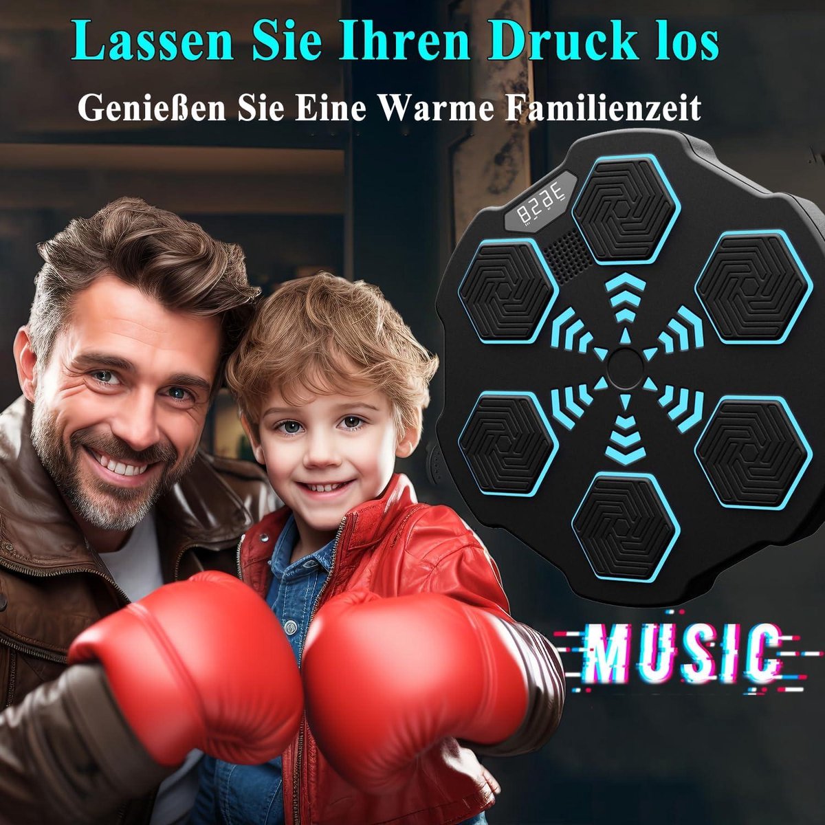 Machine De Boxe Musicale Avec LED – Bluetooth, 9 Vitesses, Compteur De Coups – Pour Fitness Enfants Et Adultes