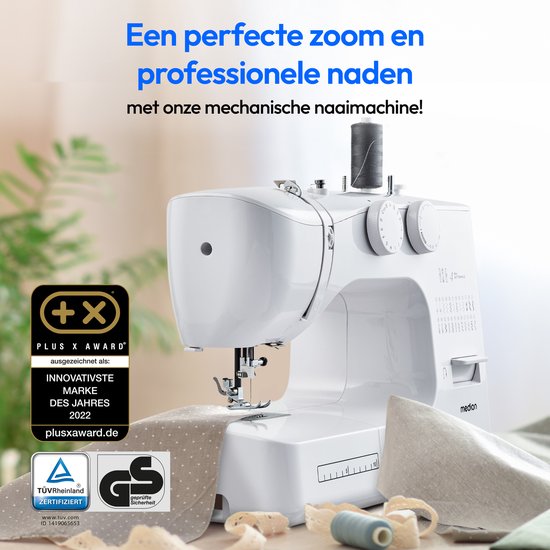 MEDION naaimachine met vrije arm SM60 (60 watt, 60 verschillende steekpatronen met knoopsgaten, led-naailampje, automatische draadinrijger, achteruitrijgknop, draadafsnijder, MD10689)