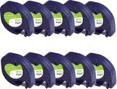 Tape d'étiquettes adapté à Dymo 91200 - Zwart sur Wit | 12 mm x 4 m | S0721510 - 10 pièces - Convient pour : LT-100H LT-100H PlusLT-100T LT-100T Plus XM XR 2000 QX50