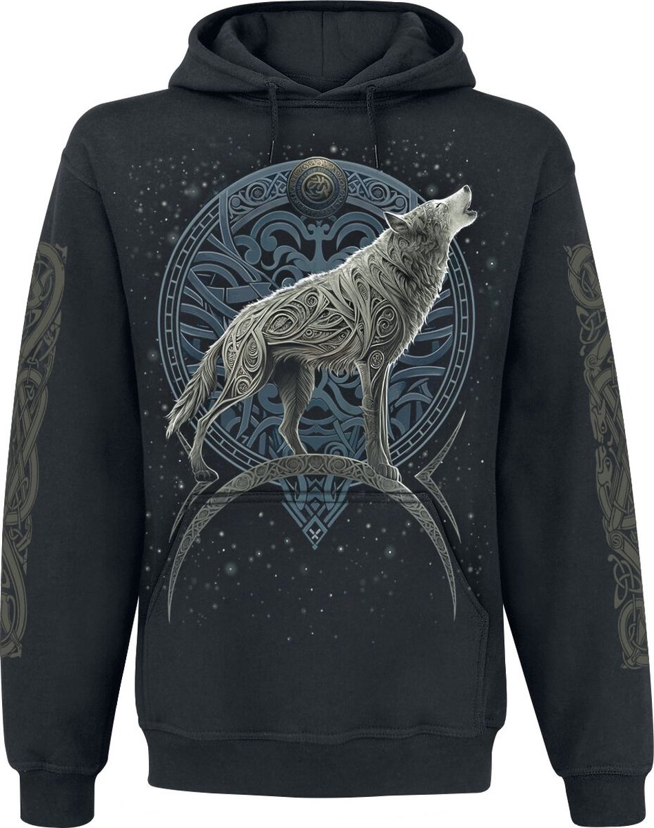 Spiral Celtic Wolf Heren Trui met capuchon - zwart - M