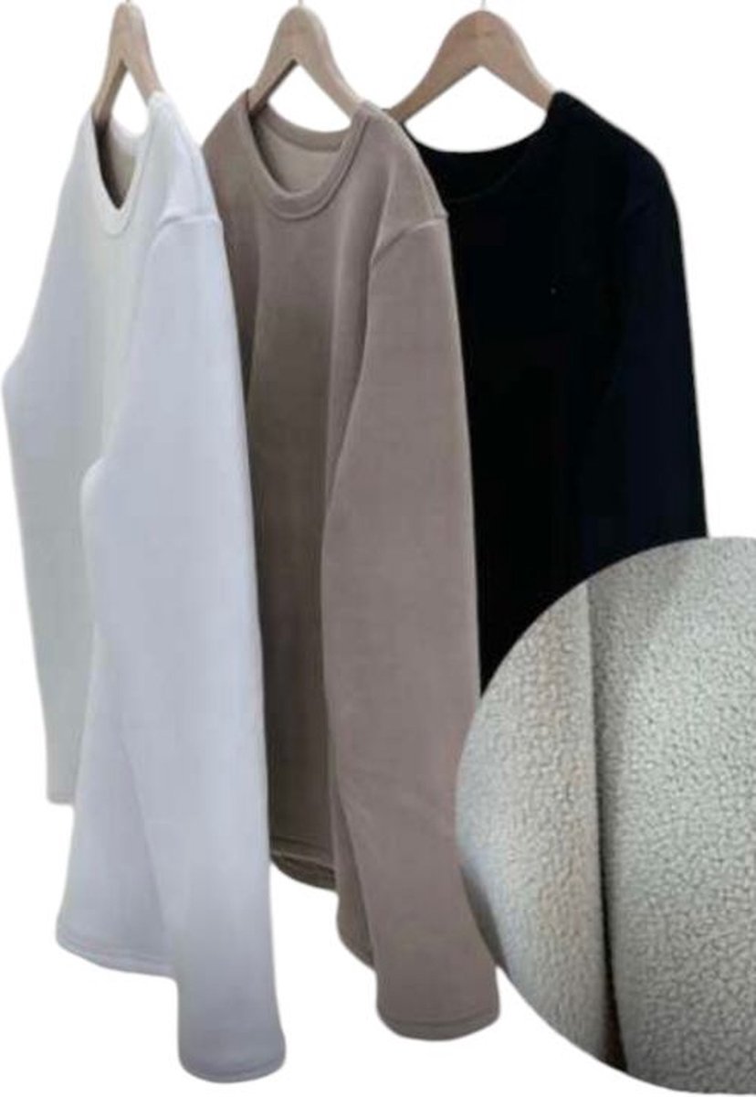 Thermoshirt Unisex - met fleece gevoerd - Extra warm - Zwart - XL/XXL op Prijzenvolger.com