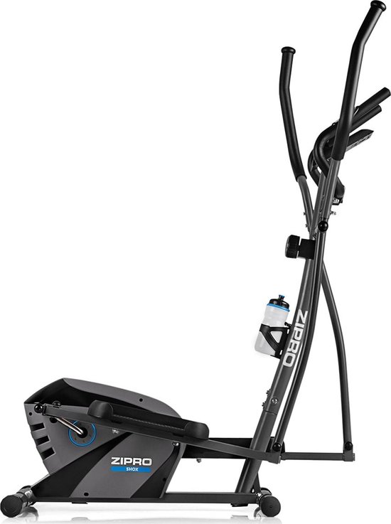 Zipro Shox Magnetische Crosstrainer, Hartslagsensoren, Gemakkelijk te transporteren, Antislippedalen, Flessenhouder, Homegym, Stabiele structuur, Max. gebruikersgewicht 120 kg, zwart en grijs