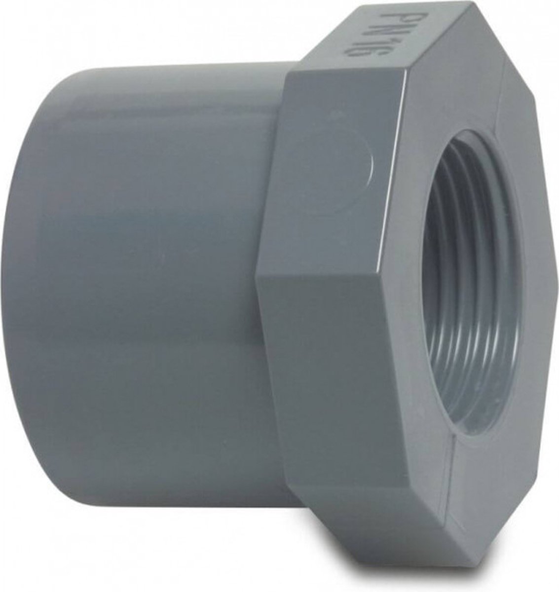 VDL Verloopring PVC-U 50 mm x 3/4" lijm spie x binnendraad 16bar grijs