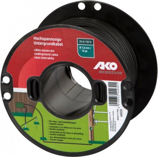 Câble de terre KERBL AKO diam 2,5 mm 50 m sur bobine plastique