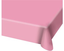 2x stuks tafelkleed van roze plastic 130 x 180 cm - Tafellakens/tafelkleden voor verjaardag of feestje