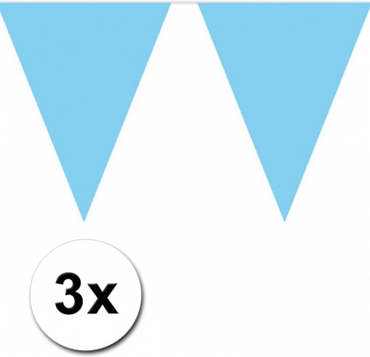 Party Vlaggenlijn puntvlaggetjes - 3x - kunststof - blauw - 10 meter - Slinger - versiering/feestartikelen — afbeelding 2