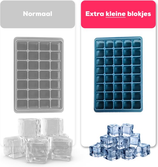 Moule à glaçons en Siliconen KitchenLove avec couvercle (2 pièces) - 80 glaçons - Carré - Sans BPA - 100 % silicone - Vert et Blauw