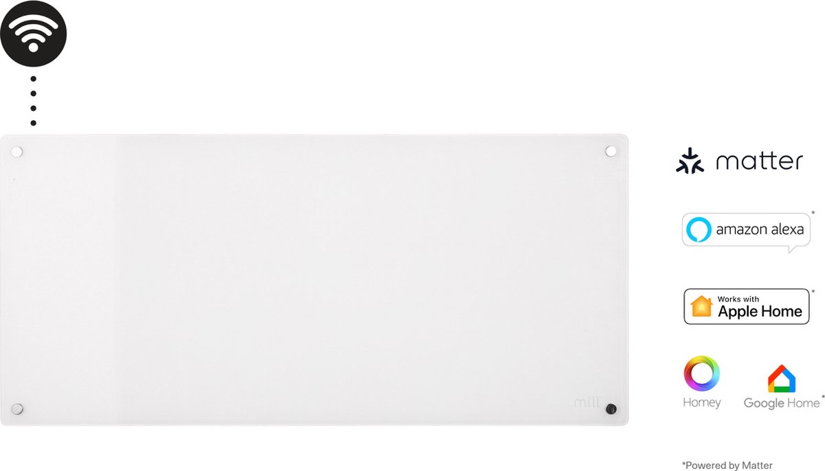 Mill - GL900WIFI3MP - WiFi-geĂŻntegreerde stalen paneelverwarming -900 Watt