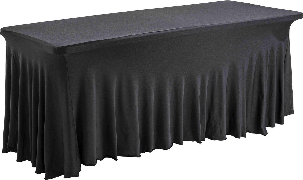 Oviala - Tafelkleedhoes voor cocktailtafel, receptie, 180 cm zwart